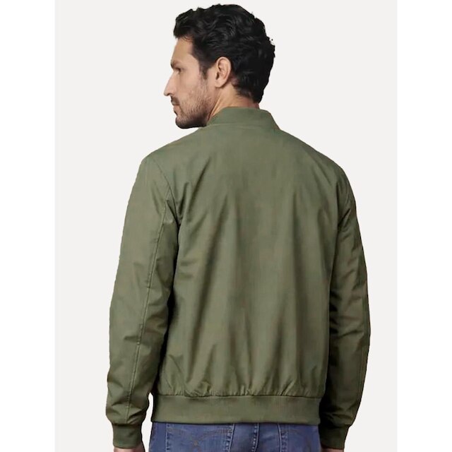 Jaqueta Calvin Klein Masculina Bomber Logo Full Zip Verde Oliva 40FM512 0601