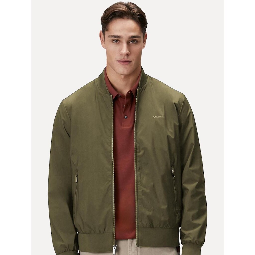 Jaqueta Calvin Klein Masculina Bomber Logo Full Zip Verde