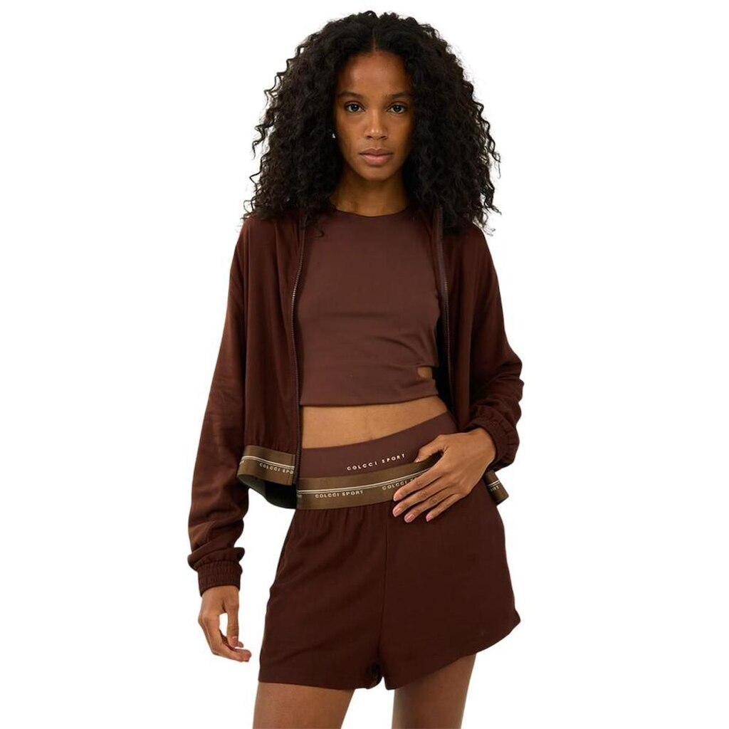 Jaqueta Colcci Comfort Gola Alta e Cós Elástico Marrom Feminina