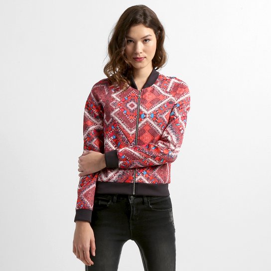 Jaqueta Colcci Estampada - Vermelho+Preto