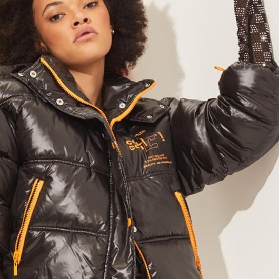 Jaqueta Colcci Puffer Feminina Preta Zattini - Main Image