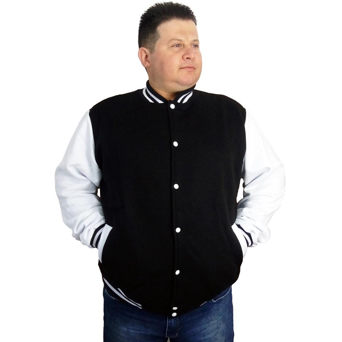 Jaqueta College Moletom Masculina Plus Size - Preto Menor preço em Jaqueta College Moletom Masculina Plus Size - Preto