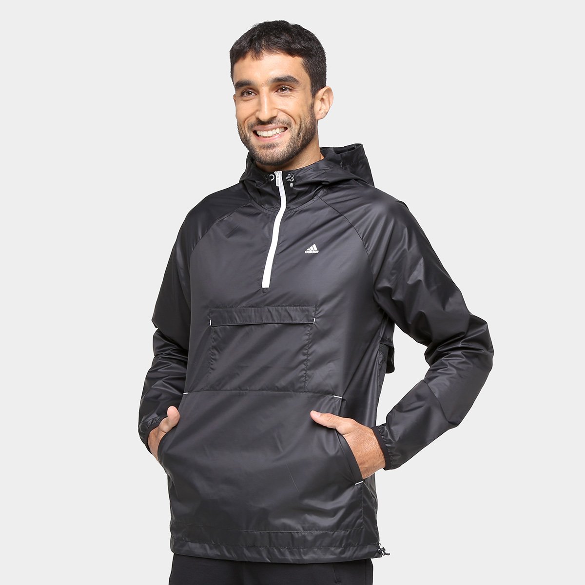 Jaqueta Corta Vento Adidas Designed To Move Ativated Tech Aeroready Masculina - Preto Menor preço em Jaqueta Corta Vento Adidas Designed To Move Ativated Tech Aeroready Masculina - Preto