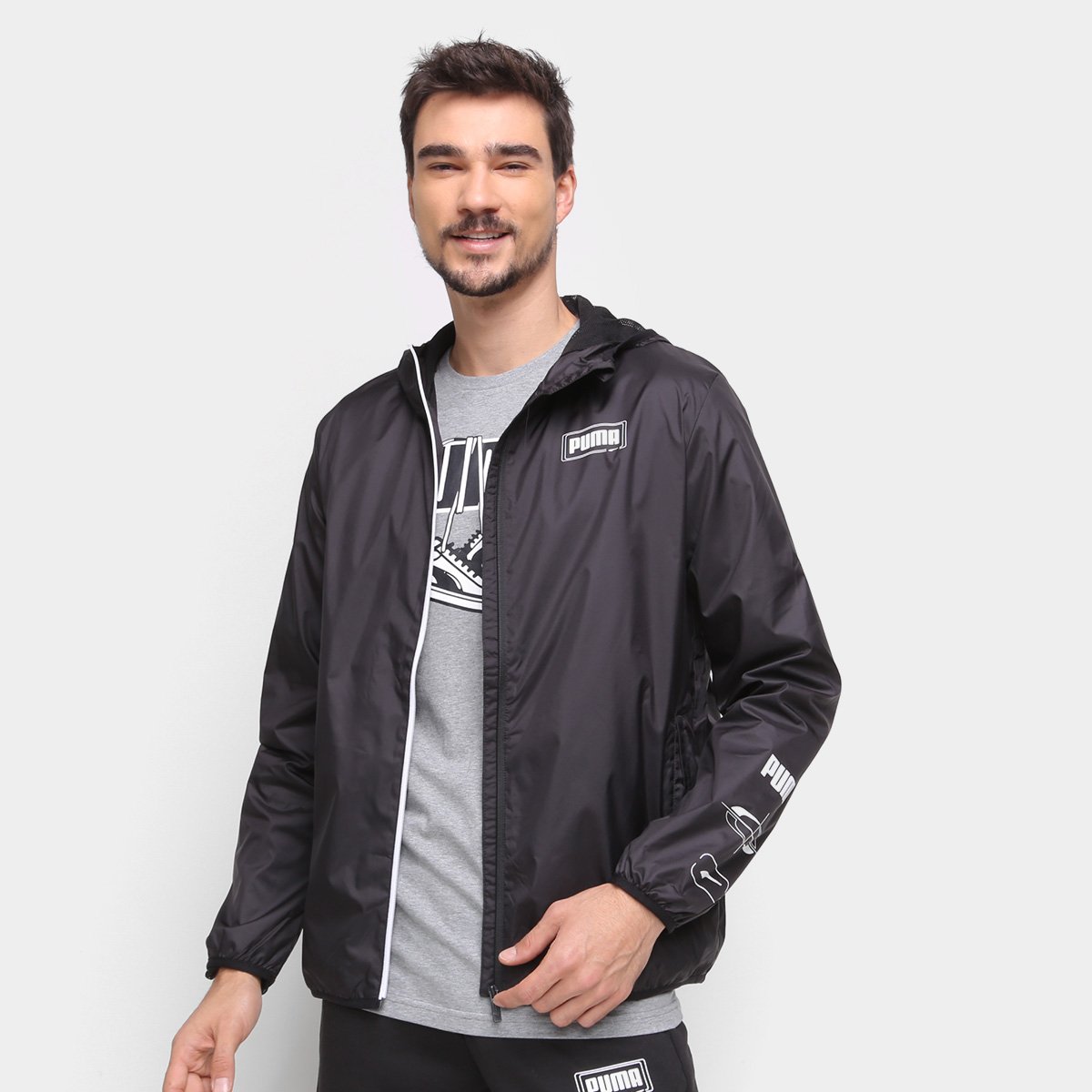 Jaqueta Corta Vento Puma Rebel Masculina - Preto Menor preço em Jaqueta Corta Vento Puma Rebel Masculina - Preto