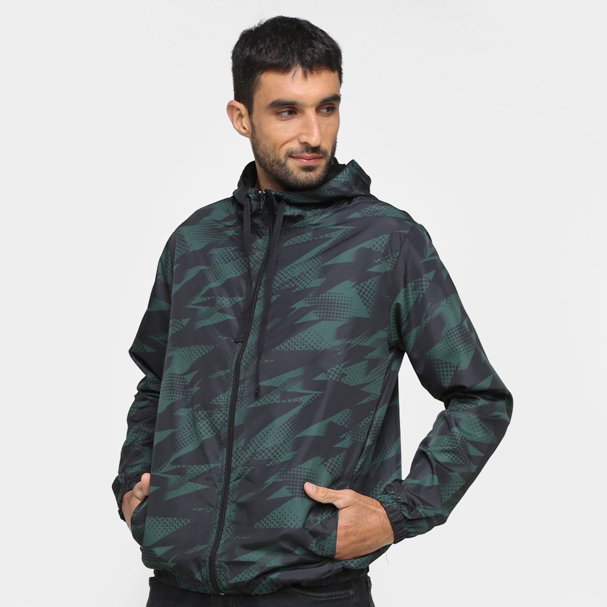 Jaqueta Corta Vento Wall Estampada Com Capuz Masculina - Preto Menor preço em Jaqueta Corta Vento Wall Estampada Com Capuz Masculina - Preto