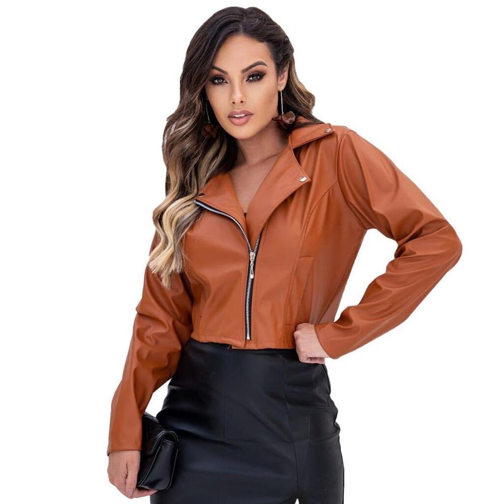 Jaqueta Couro-Ecológico Feminina Blusa de Frio Estilosa Donna Martins