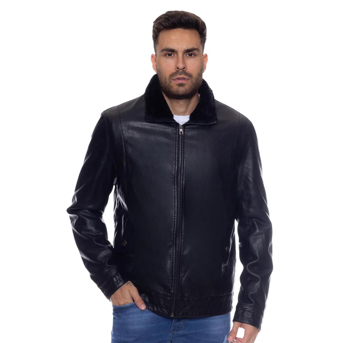 Jaqueta Preta Masculina Gola Compre Online Zattini