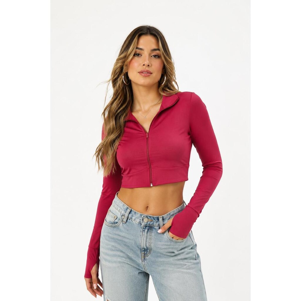 Jaqueta Cropped D Bell Outlet Fashion Performance Vermelho