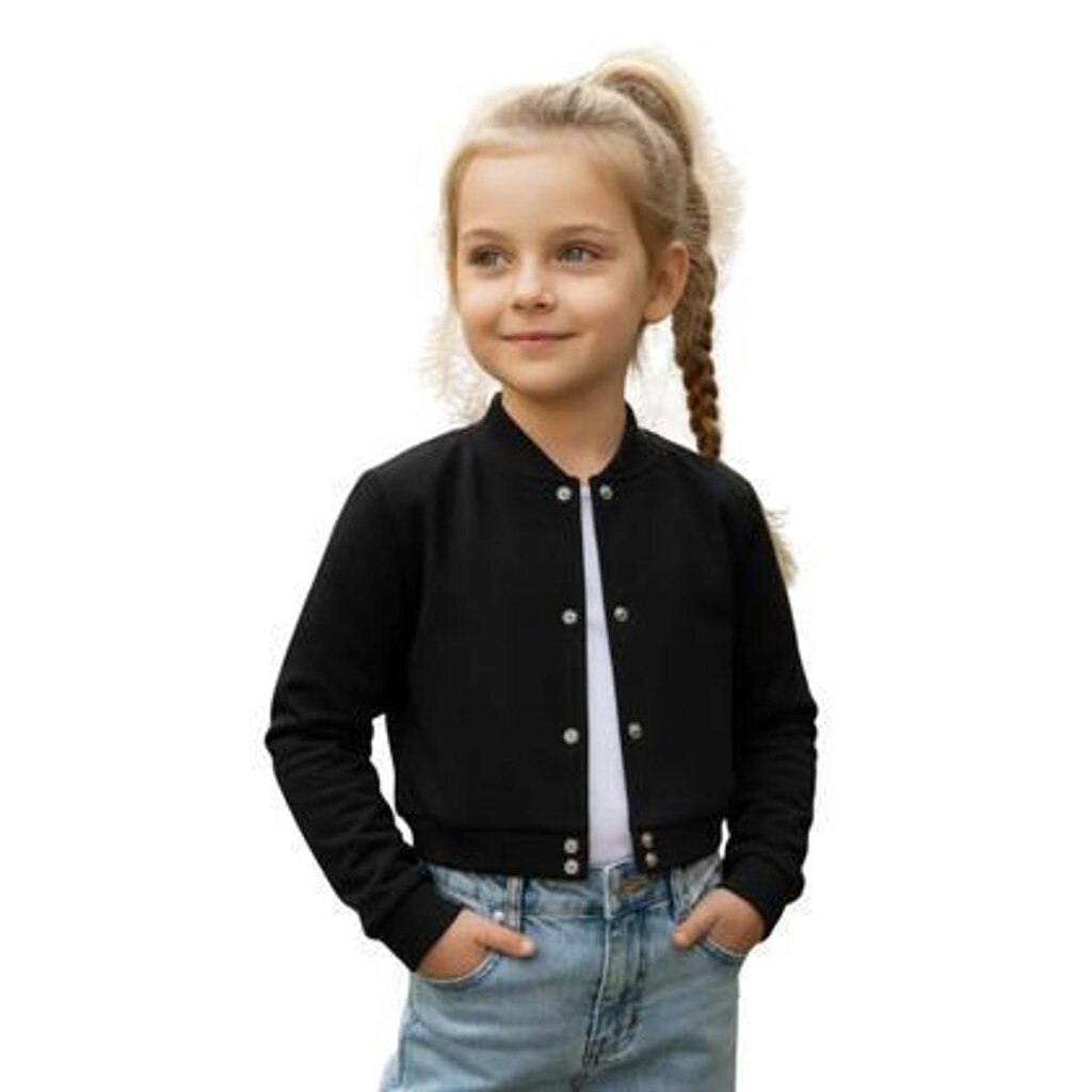 Jaqueta Cropped Moletom Infantil Lisa Estilo Casual Sem Bolsos