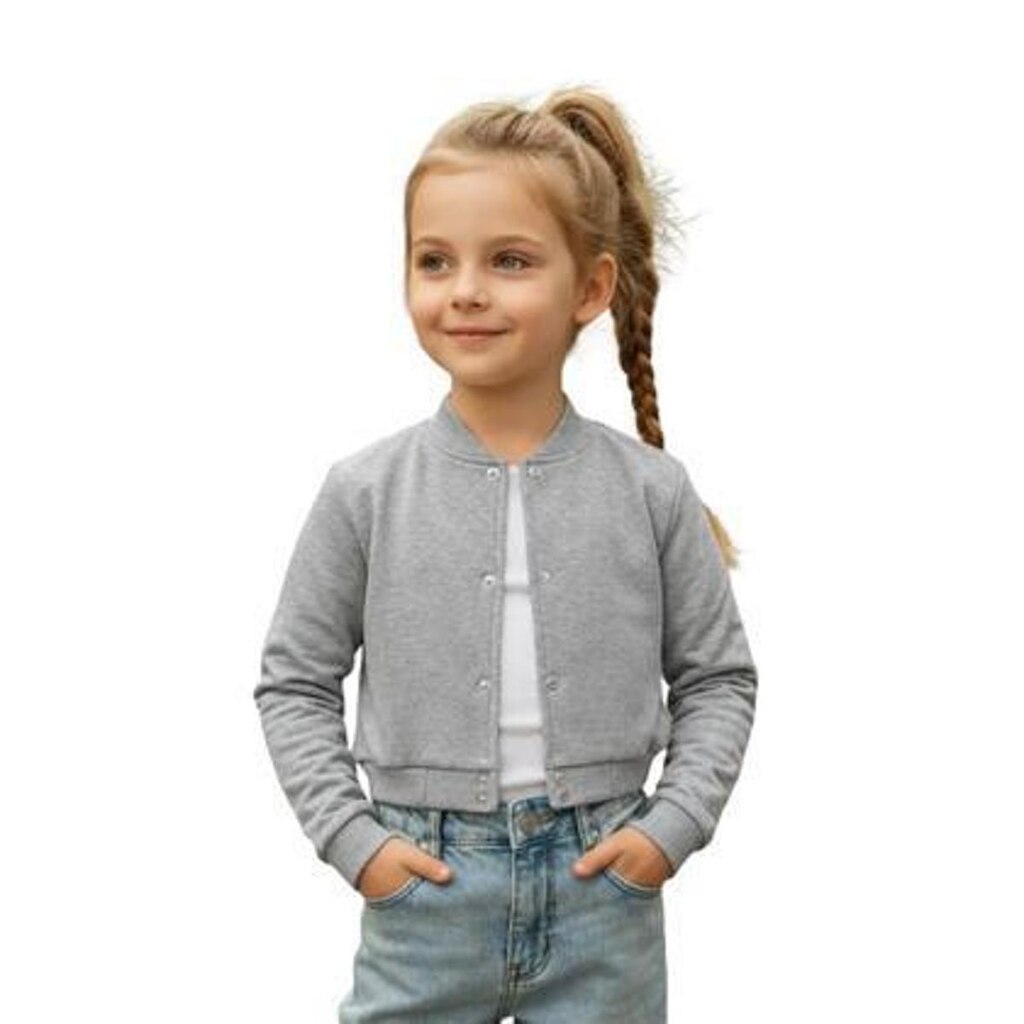Jaqueta Cropped Moletom Infantil Lisa Estilo Casual Sem Bolsos