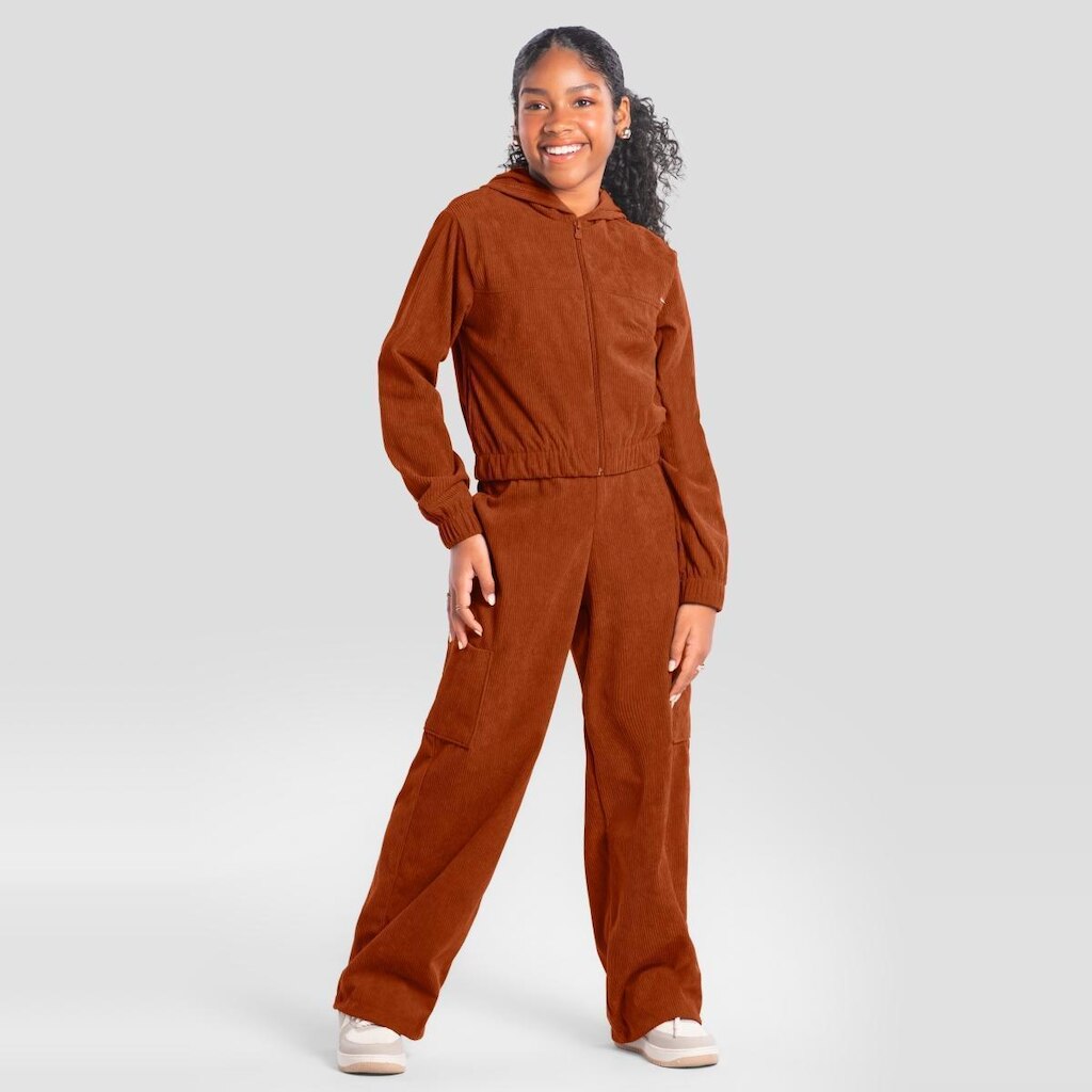 Jaqueta cropped teen menina em cotelê Brandili Young