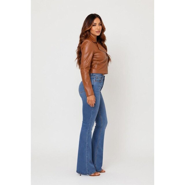 Jaqueta D Bell Outlet Fashion Couro Marrom