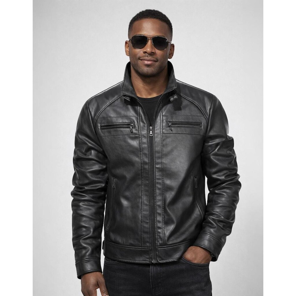Jaqueta De Couro Masculina Motoqueiro Luxo Couro PU Importado Com Forro
