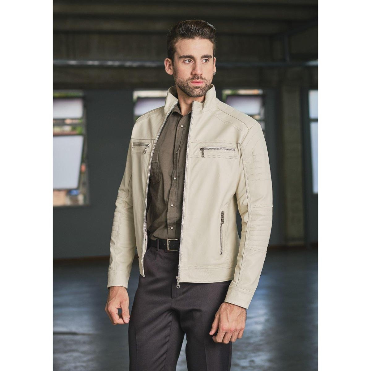 Couro Feminina Branca Jaqueta De Couro Off White Jaqueta De Couro