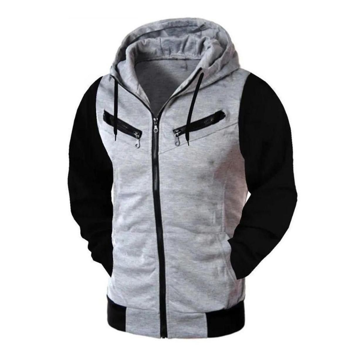 Jaqueta De Moletom Com Ziper Bolso Canguru Blusa De Frio Lisa Menor preço em Jaqueta De Moletom Com Ziper Bolso Canguru Blusa De Frio Lisa