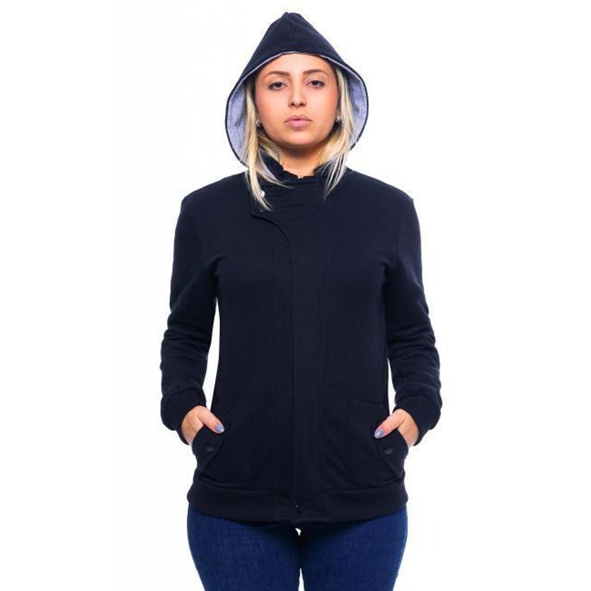 Jaqueta De Moletom Flanelada Alta Quality com Capuz - Preto Menor preço em Jaqueta De Moletom Flanelada Alta Quality com Capuz - Preto