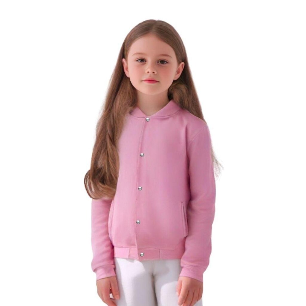 Jaqueta de Moletom Infantil Unissex Lisa com Bolsos Estilo Casual