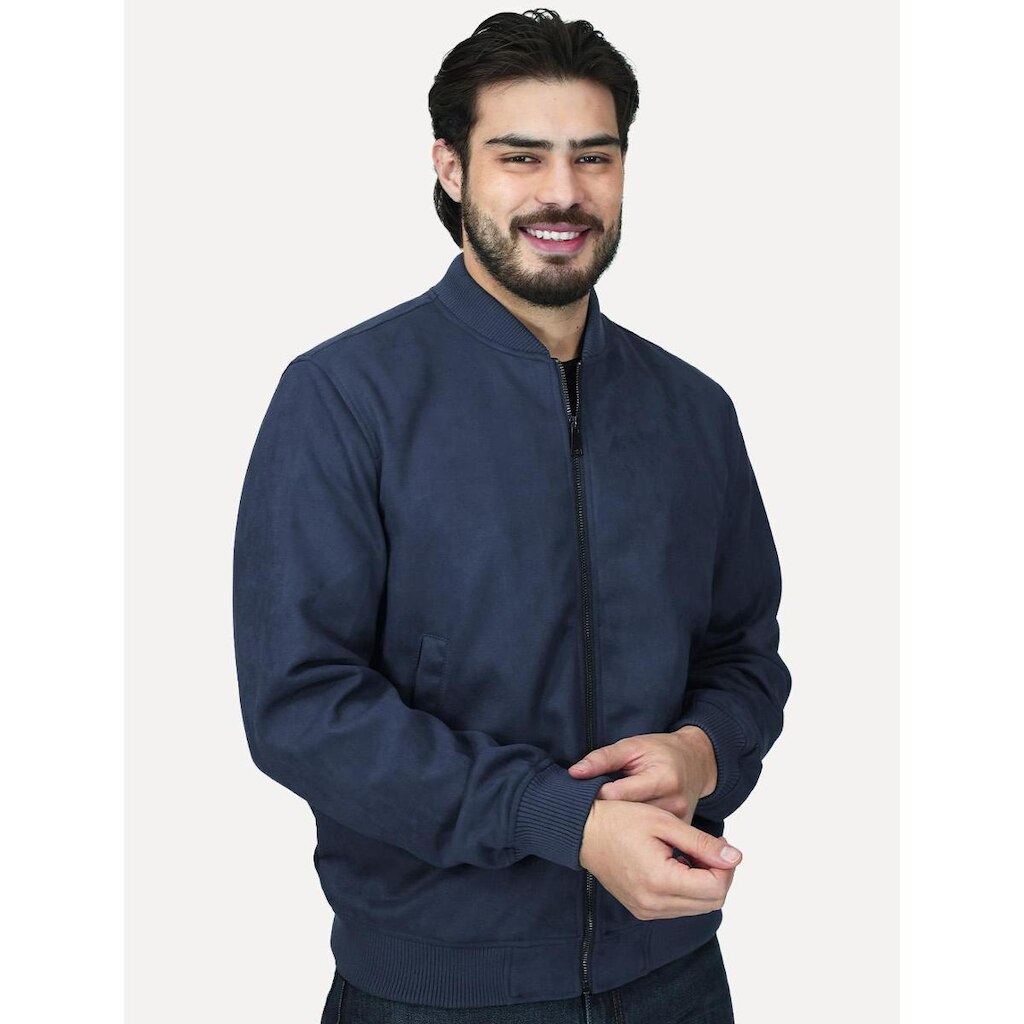 Jaqueta Dixen Masculina Bomber Suede Azul Marinho