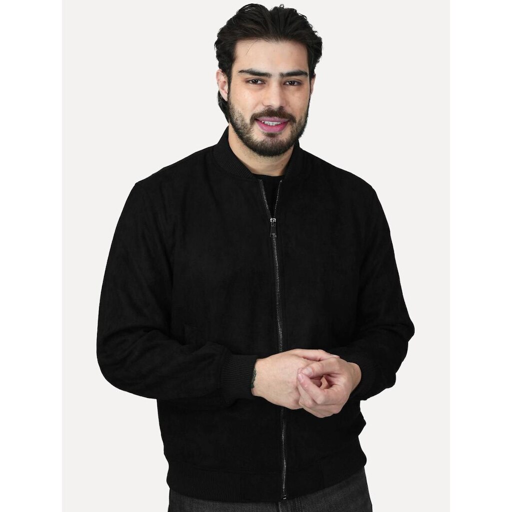 Jaqueta Dixen Masculina Bomber Suede Preta