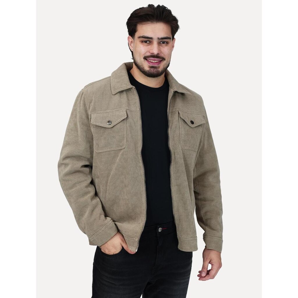 Jaqueta Dixen Masculina Cotelê Canelada Pockets FullZip Areia
