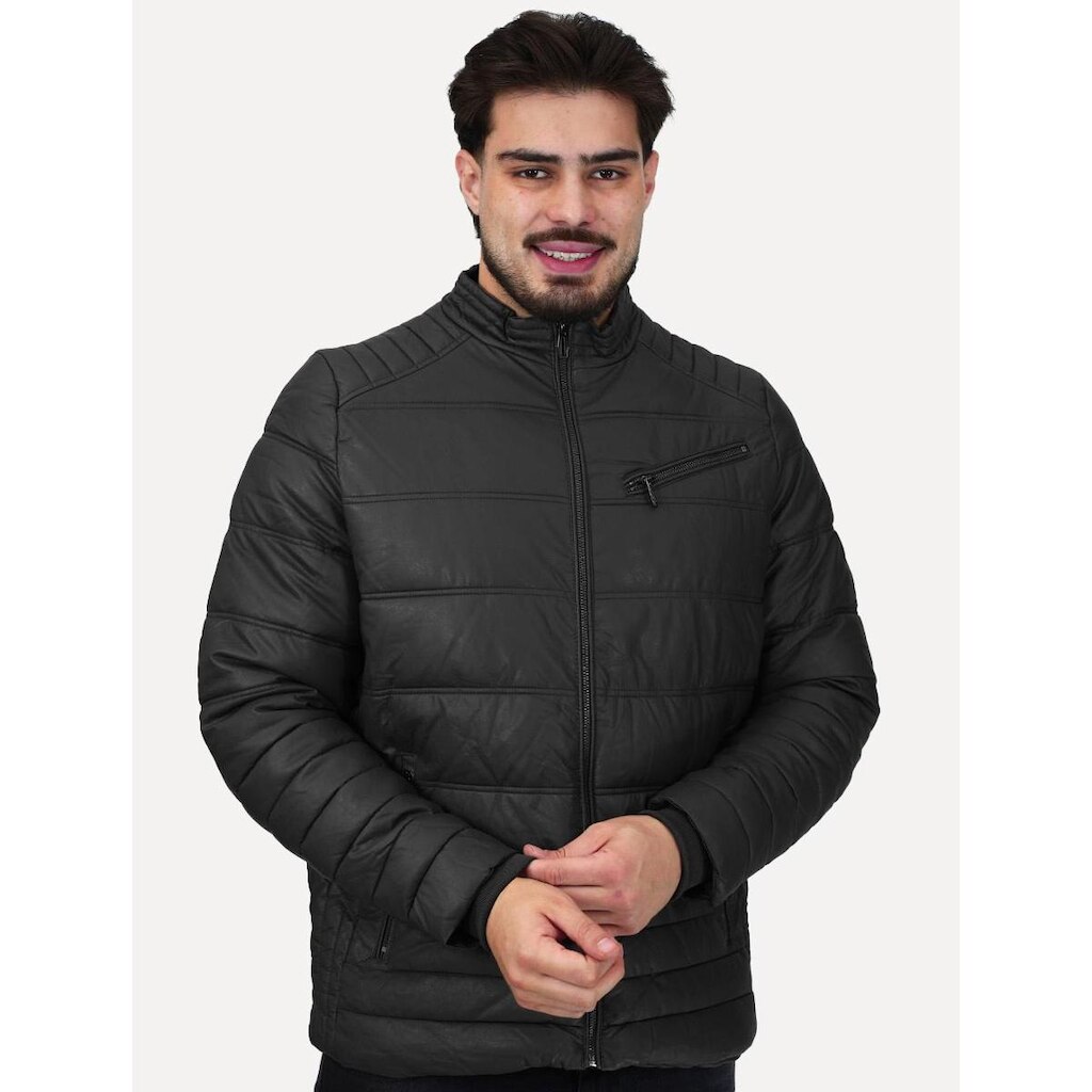 Jaqueta Dixen Masculina PU Zíper Frontal Chumbo