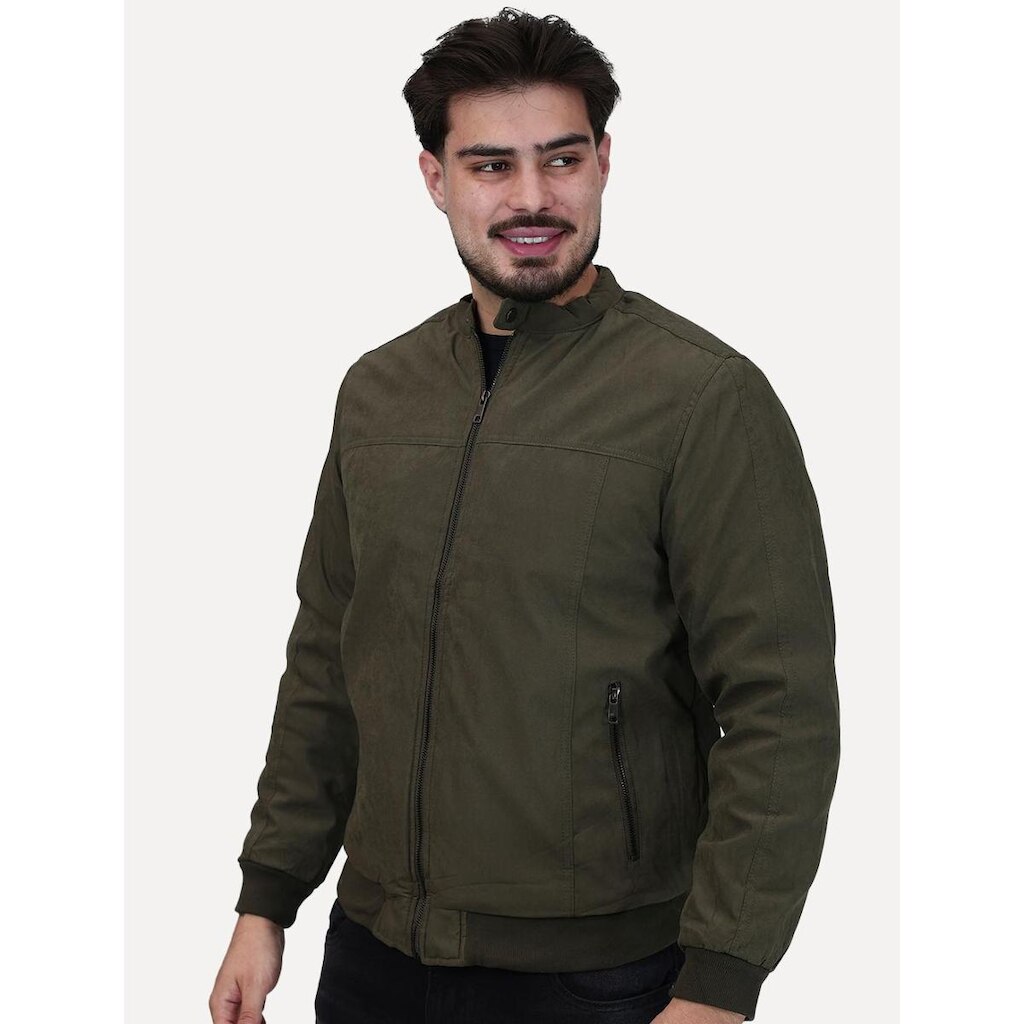 Jaqueta Dixen Masculina Sarja Forrada Zíper Frontal Verde Militar