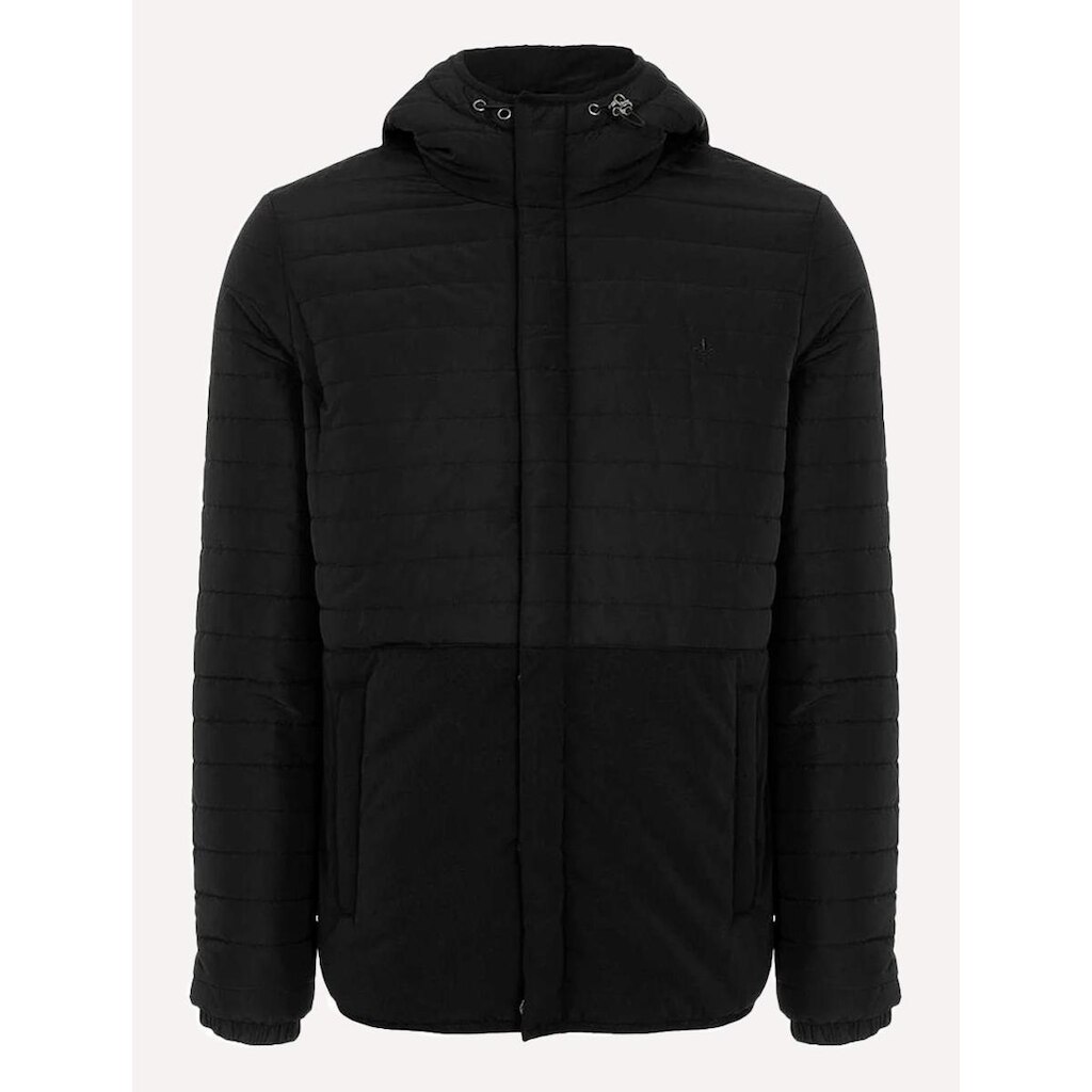 Jaqueta Dudalina Masculina Puffer Nylon Textura Preta
