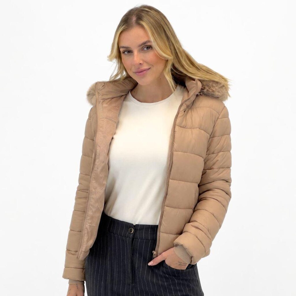 Jaqueta Dyordhana Nylon Puffer com Capuz Feminina