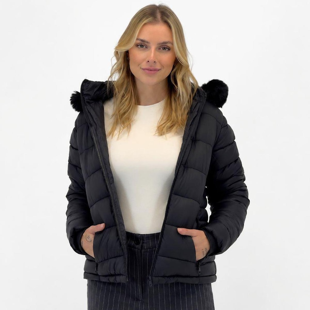 Jaqueta Dyordhana Nylon Puffer com Capuz Feminina