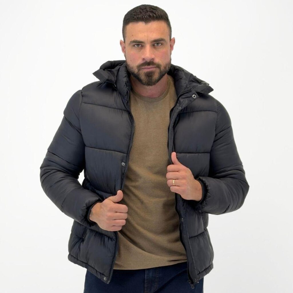 Jaqueta Dyordhana Nylon Puffer com Capuz Masculina