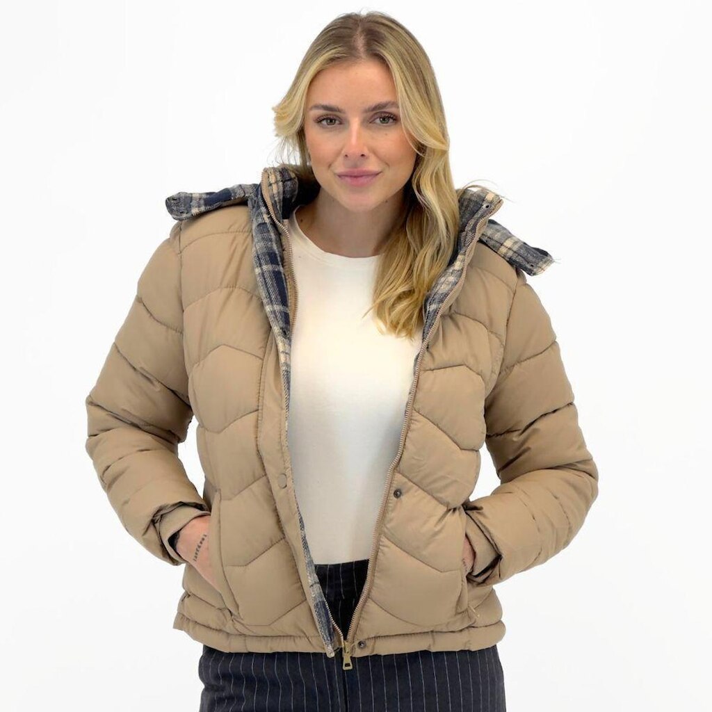 Jaqueta Dyordhana Nylon Xadrez com Capuz Feminina