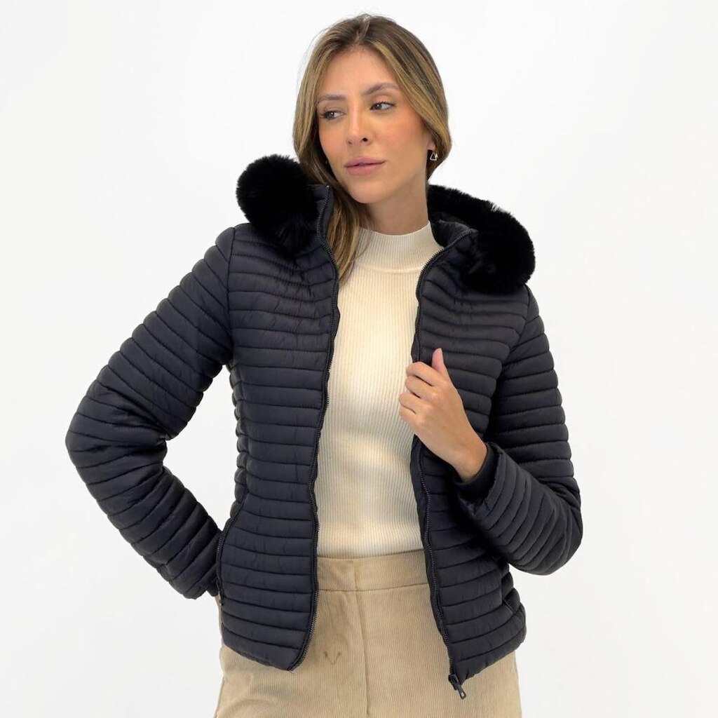 Jaqueta Dyordhana Puffer em Nylon com Capuz Feminina
