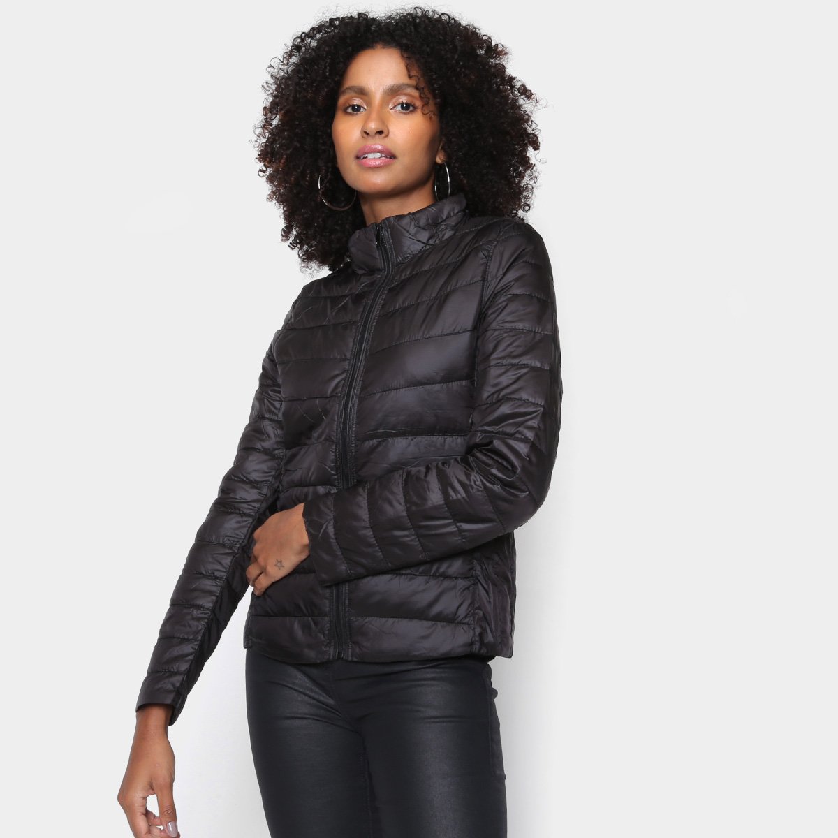 Jaqueta Eagle Rock Nylon Gola Alta Matelassê Feminina - Preto Menor preço em Jaqueta Eagle Rock Nylon Gola Alta Matelassê Feminina - Preto