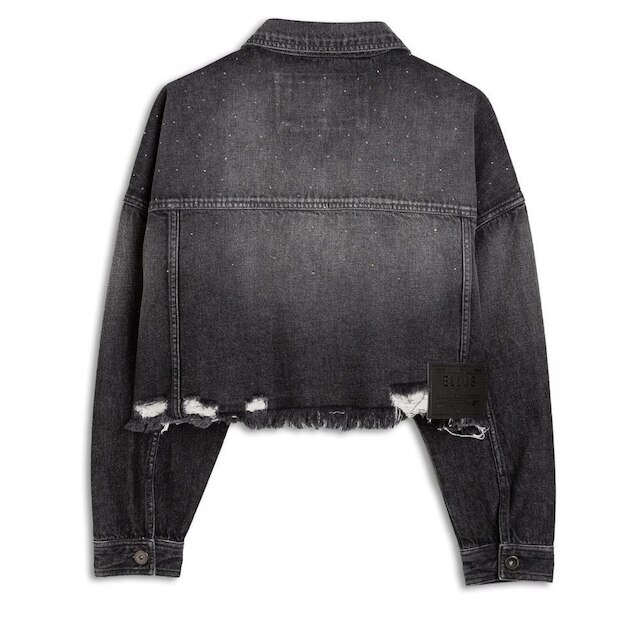 Jaqueta Ellus Cropped Black Oversized Pedras Feminina