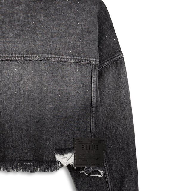 Jaqueta Ellus Cropped Black Oversized Pedras Feminina