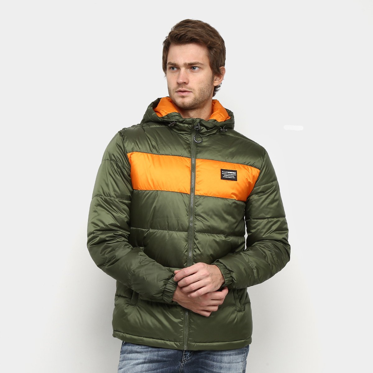 Jaqueta Ellus Puffer Capuz Masculina - Verde Militar Menor preço em Jaqueta Ellus Puffer Capuz Masculina - Verde Militar