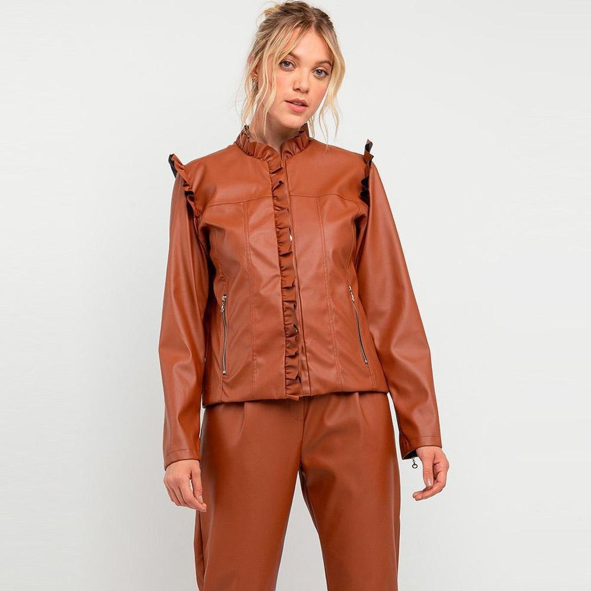 jaqueta couro feminina zattini