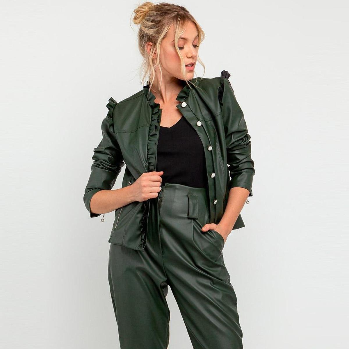 jaqueta couro feminina zattini