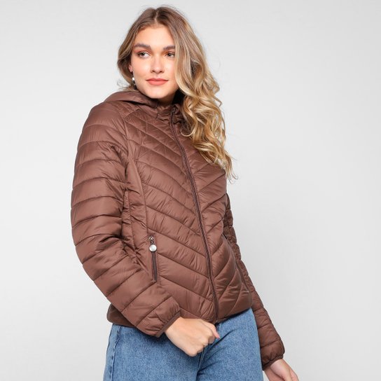 Jaqueta ELT Puffer Capuz Feminina - Marrom