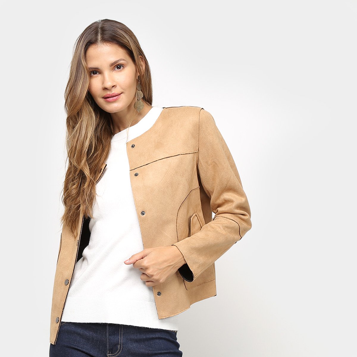 jaqueta bege feminina