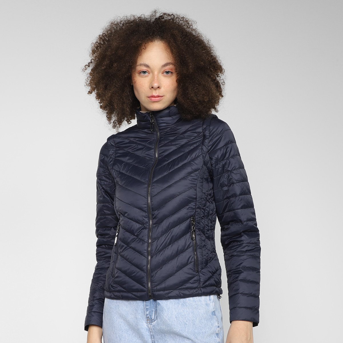 Jaqueta Facinelli Nylon Capuz Manga Removível Feminina - Marinho Menor preço em Jaqueta Facinelli Nylon Capuz Manga Removível Feminina - Marinho