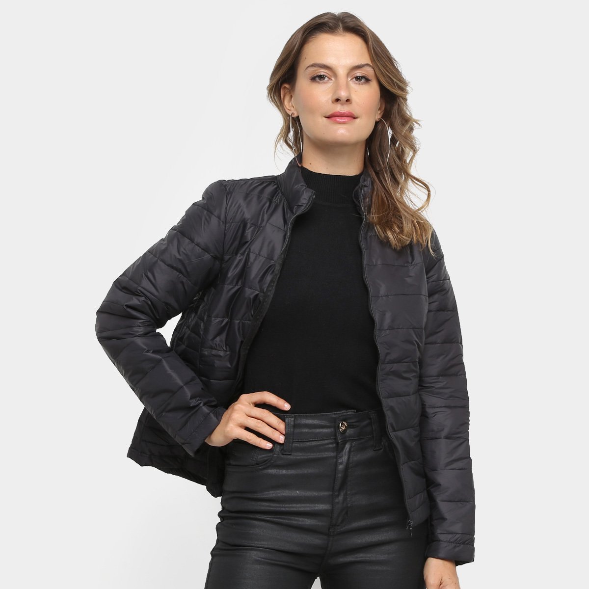 jaqueta nylon puff feminina