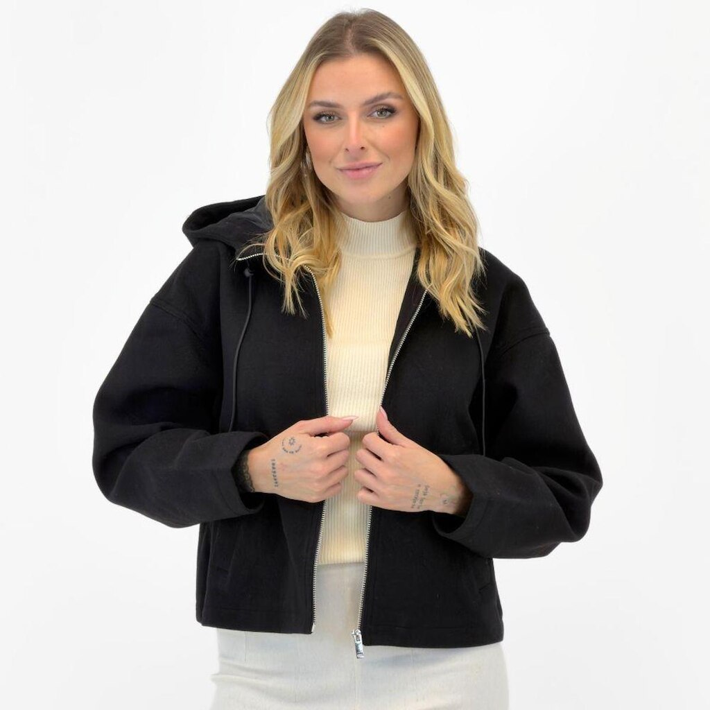 Jaqueta Facinelli Oversized em Lã Batida com Capuz Feminina