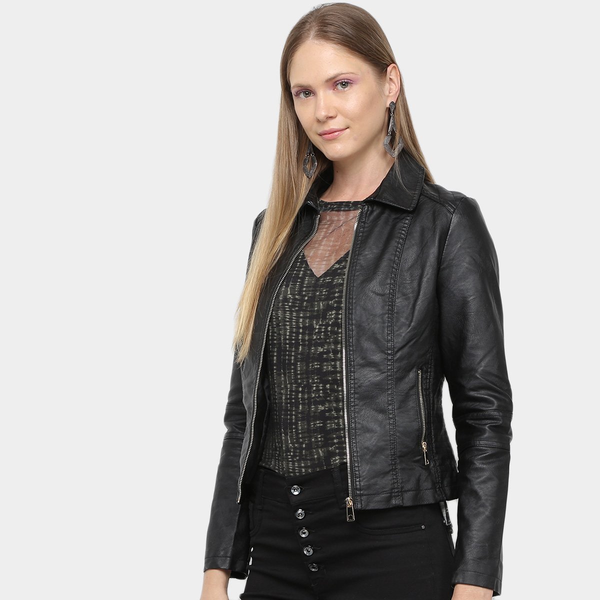 Jaqueta Facinelli PU Básica Feminina - Preto é ruim? Jaqueta Facinelli PU Básica Feminina - Preto é boa?