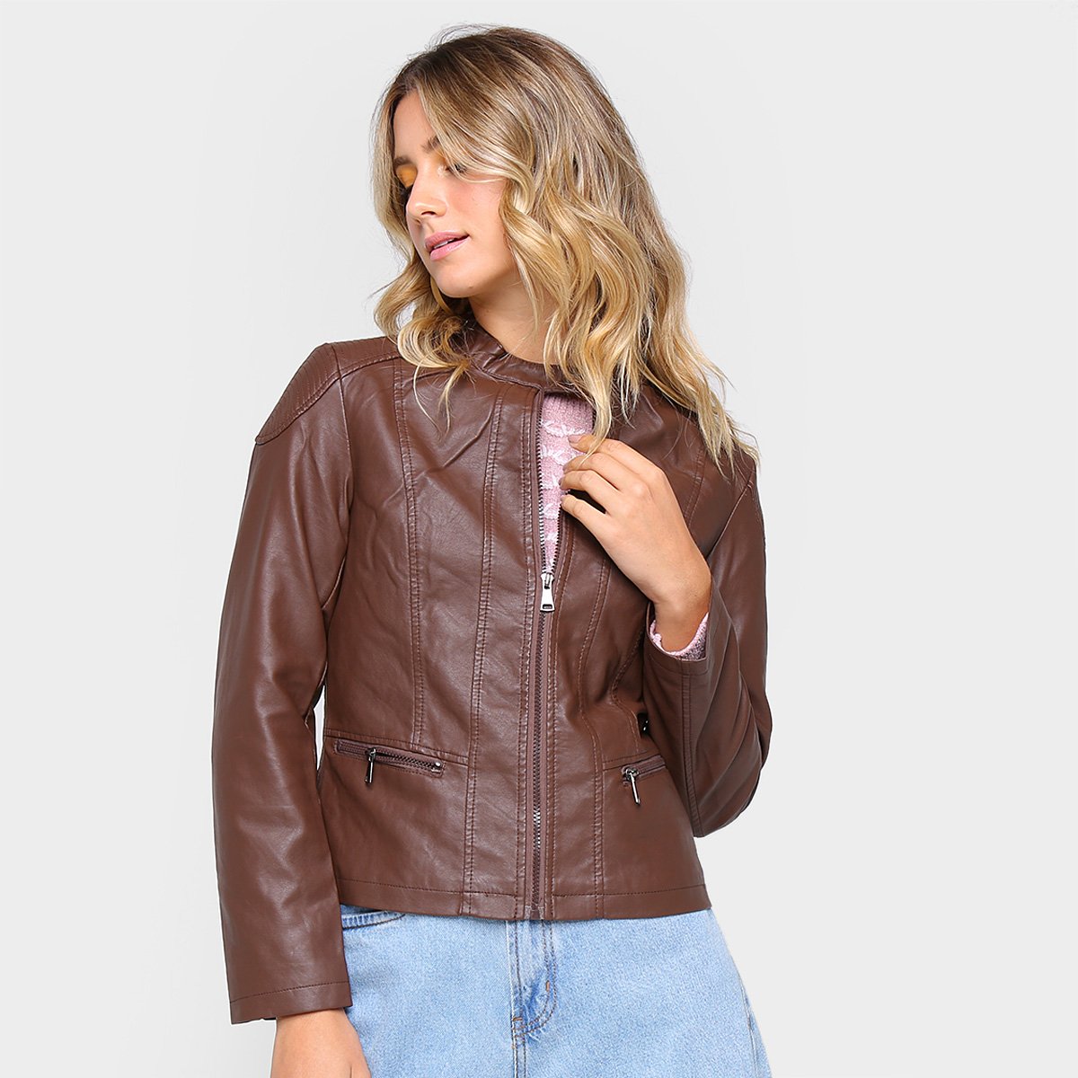 Jaqueta Facinelli PU Textura Ombro Feminina - Marrom é ruim? Jaqueta Facinelli PU Textura Ombro Feminina - Marrom é boa?