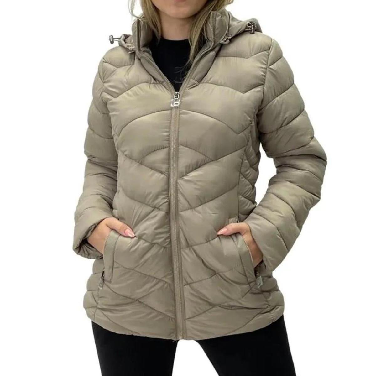 Jaqueta Facinelli Puffer Alongada Feminina - Kaki Menor preço em Jaqueta Facinelli Puffer Alongada Feminina - Kaki