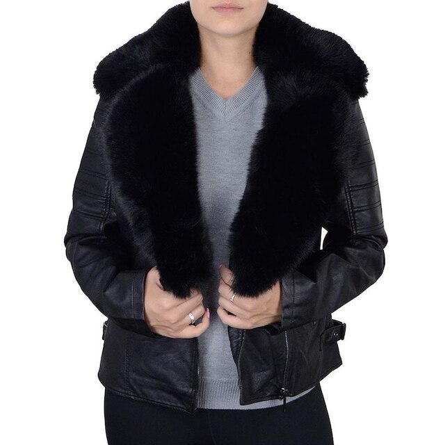 Jaqueta Feminina Alpelo Biker Pele Preta - 403000