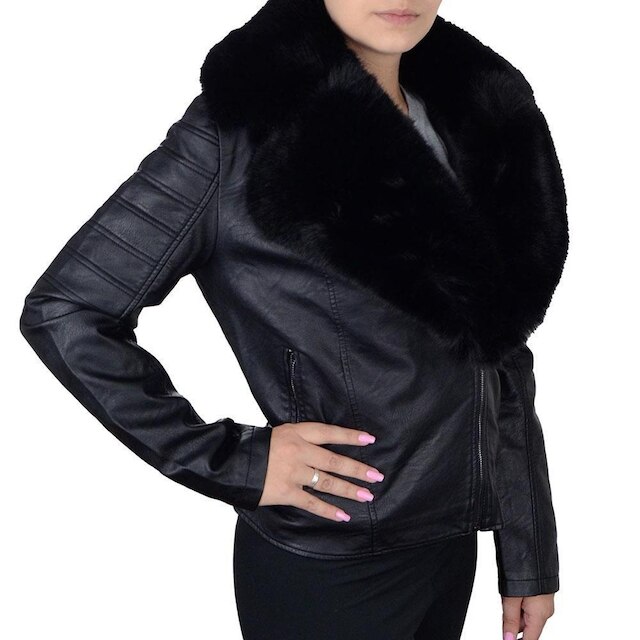 Jaqueta Feminina Alpelo Biker Pele Preta - 403000