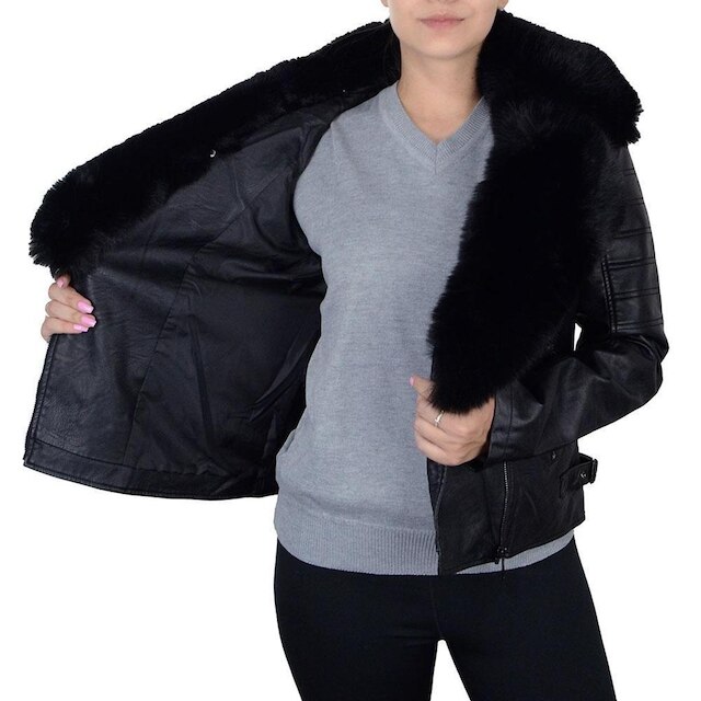 Jaqueta Feminina Alpelo Biker Pele Preta - 403000