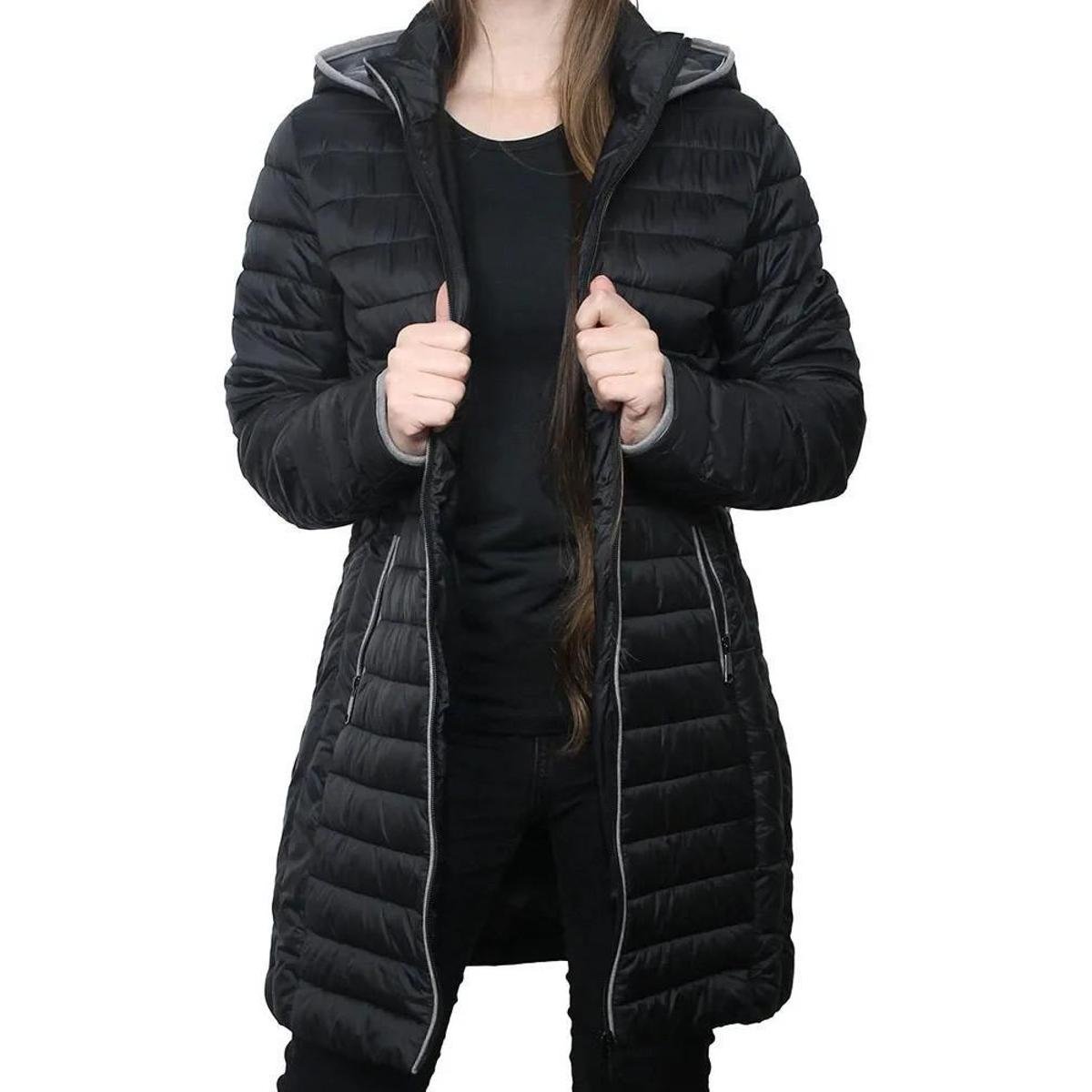 Jaqueta Feminina Alpelo Fake Down Longa Capuz Preta - 40500 Menor preço em Jaqueta Feminina Alpelo Fake Down Longa Capuz Preta - 40500